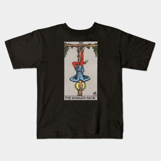 Tarot Deck - Major Arcana - XII - The Hanged Man Kids T-Shirt by sezinun